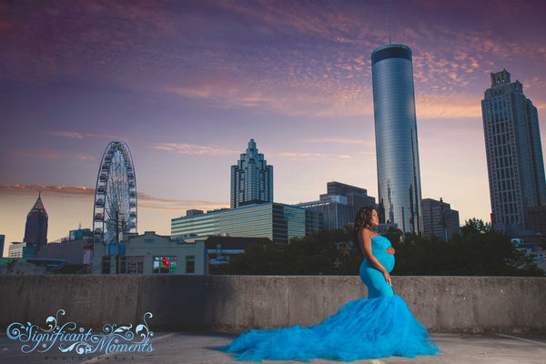 Celine Gown • Sweetheart Lace and Tulle Pregnancy Dress • Fitted Mermaid Style Maternity Gown • by Sew Trendy