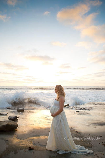 Kylee Gown • Sheer Lace and Chiffon Maternity Gown • Chiffon Maternity Gown • Lace Pregnancy Dress • Maxi Dress • Senior Photos • by Sew Trendy