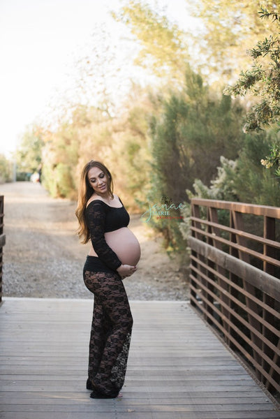 Dani Pant • Lace Gaucho Style Pant • Lace Maternity Pant • Maternity Photo Shoot • Lace Lounge Pant • Gaucho Pajama Pant • by Sew Trendy