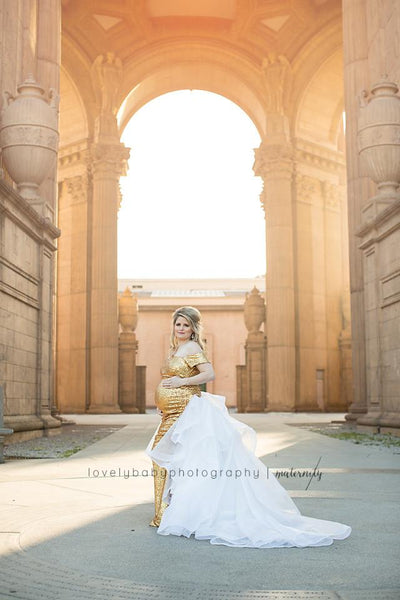 Elizabeth Gown • Couture Sequin Gown • Bridal Gown • Maternity Gown • Princess Tutu • Detachable Bustle Gown • by Sew Trendy