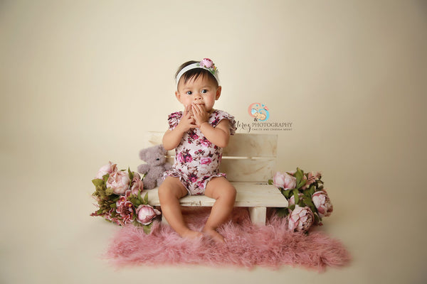 Ava Floral Romper {taupe} • Knit Flutter Romper • Floral Romper • Sitter Floral Romper • Baby Romper • Knit Sitter Floral • Newborn Photography Prop • by Sew Trendy