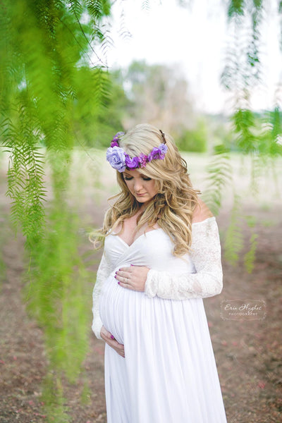 Avery Purple Floral Crown • PURPLE Floral Crown • Wedding Head Piece • Princess Floral Crown • Bohemian Crown • Flower Girl | Ready To Ship • by Sew Trendy