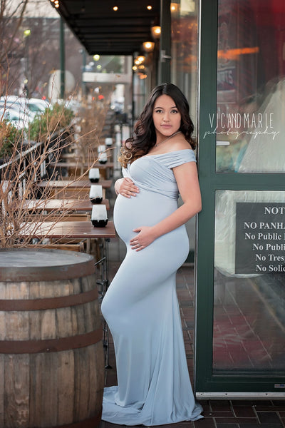 Vera Gown • Fitted Maternity Gown • Infinity Top Slim Fit • Bridesmaid Dress • by Sew Trendy