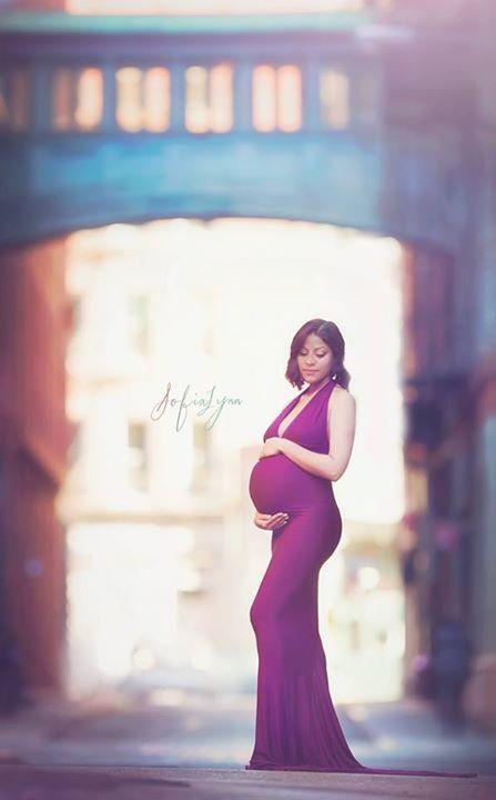 Natalie Gown • Halter Style Fitted Knit Maternity Gown • by Sew Trendy