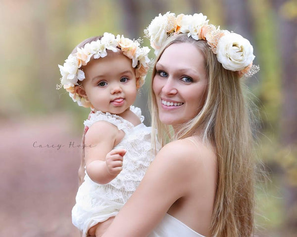 Marianne Floral Crown • Neutral Floral Crown • Grapevine Floral Halo •Maternity Crown • Fall Floral Crown • Autumn Halo | Ready To Ship • by Sew Trendy