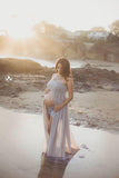 Kaleigh Gown • Sheer Chiffon Maxi Style Maternity Gown • Straight Top Bridesmaid Gown • Strapless Flowy Gown   by Sew Trendy