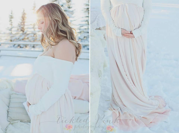 Genevieve Gown • Long Sleeve Ombre Gown • Heavy Knit 3 Panel Ombre Maternity Gown • by Sew Trendy
