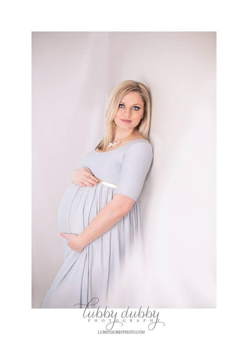 Colette Gown • On the Shoulder Sleeve Dress • Soft Knit Maternity Gown • Maternity Maxi Gown • Holiday Party Dress • by Sew Trendy