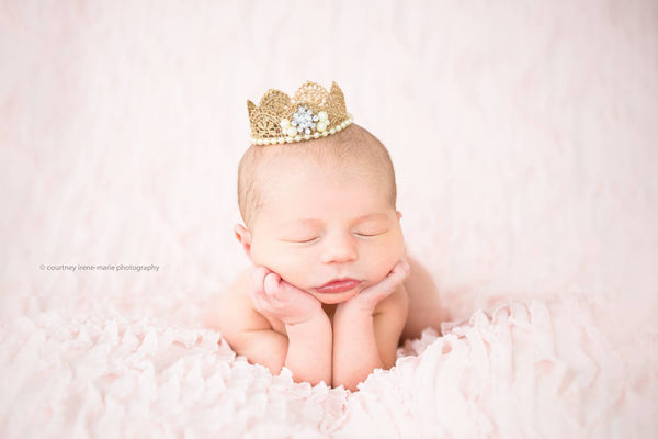 Molly Princess Crown • Crochet Lace Pearl Crown • Gold • Ivory • Silver • Ivory | READY TO SHIP • by Sew Trendy