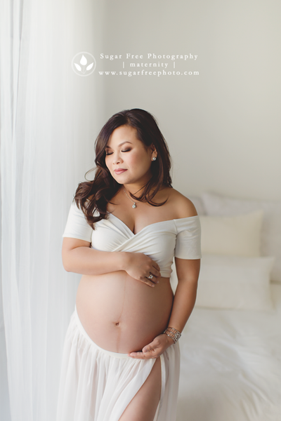 Hillary Top • Crop Top • Sweetheart Style with Off the Shoulder • Short Sleeves Maternity Crop Top • by Sew Trendy