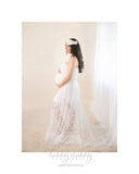 Stacey Gown • Hand Made Classic Flowing Lace Dress • Elegant Lace Pregnancy Gown • Vintage Lace Ruffle Maternity Gown • by Sew Trendy