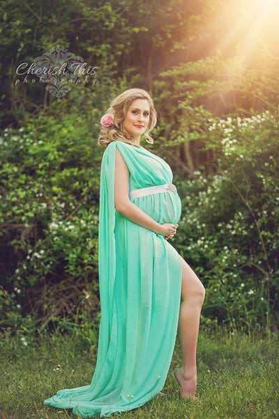 Petra Gown • Sheer Maternity Gown • Grecian Style Dress • Chiffon Gown • Maternity Photo Prop• by Sew Trendy