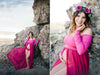 Roxy Gown • Long Sleeve Maternity Gown • Split Front Gown • Chiffon Maternity Gown • Maternity Dress • Maxi Dress • by Sew Trendy