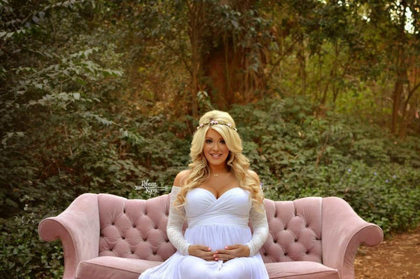 Emma Gown • Long Sleeve Maternity Gown • Maternity Dress • Sweetheart Style Gown • Lace maternity gown • Maxi Dress • by Sew Trendy