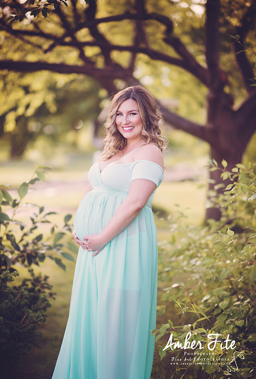 Lexcie Gown • Long Flowing Sheer Maternity Gown • Chiffon Sweetheart Style Gown • Off Shoulder Cap Sleeve Maternity Gown • by Sew Trendy