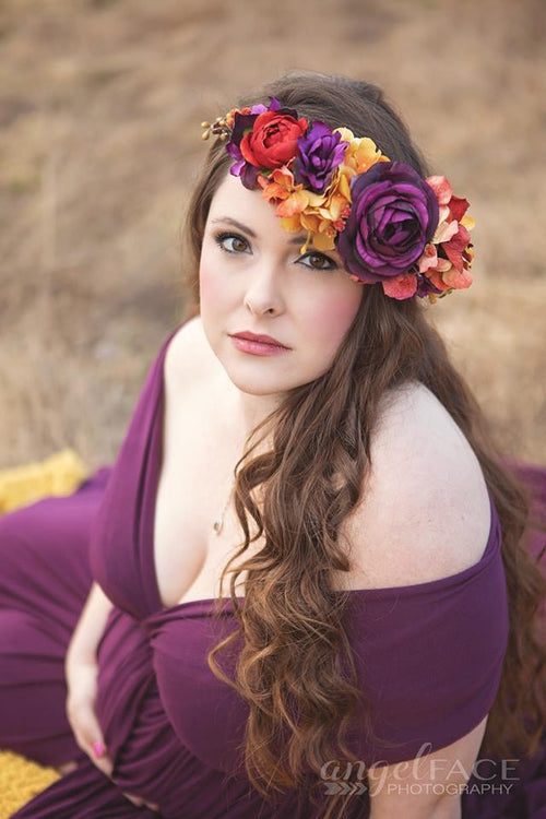 Mable Plum Floral Crown • Fall Floral Crown • Autumn Floral Crown • Bohemian Crown • Wedding Crown • Plum Floral Crown | Ready To Ship • by Sew Trendy