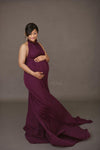 Carolynne Gown • Chiffon Ruffle Maternity Dress • Chiffon Turtle Neck Pregnancy Gown • by Sew Trendy