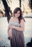 Mckenna Gown •  Lace Sweetheart Top Sheer Chiffon Maxi Style Maternity Gown • by Sew Trendy