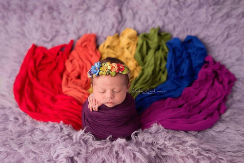 Jewel Toned Newborn Girls 7 PIECE Wrap Set {Jewel tones} • Rainbow Baby Line • Baby Wrap • Photo Prop | READY TO SHIP • by Sew Trendy