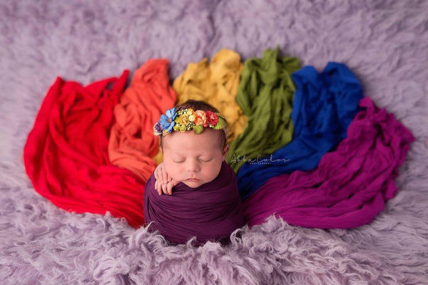 Jewel Toned Newborn Girls 7 PIECE Wrap Set {Jewel tones} • Rainbow Baby Line • Baby Wrap • Photo Prop | READY TO SHIP • by Sew Trendy