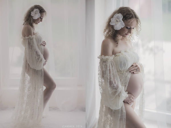 Valerie Gown • Lace Maternity Gown • Vintage Lace Dress • Maternity Lingerie Robe • Vintage Bohemian Dress • Chemise • Nightgown • Nightey • by Sew Trendy