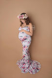 Floral Jessica Gown • Grey Floral Gown • Fitted Maternity Gown • Grey Gown • Cap Sleeve Maternity Gown • Slim Fit Gown • Sweetheart Style Dress • Bridesmaid Dress  • Event Gown • Photo Shoot • by Sew Trendy