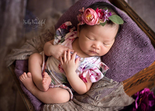 Ava Floral Romper {grey} • Knit Flutter Romper • Floral Romper • Sitter Floral Romper • Baby Romper • Knit Sitter Floral • Newborn Photography Prop • by Sew Trendy