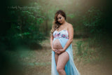Floral Rachel Gown • Grey and Pastel Floral • Long Flowing Gown • Sheer Chiffon Maternity Gown • Sweetheart Maternity Gown • by Sew Trendy
