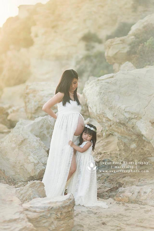 Kylee Gown • Sheer Lace and Chiffon Maternity Gown • Chiffon Maternity Gown • Lace Pregnancy Dress • Maxi Dress • Senior Photos •  by Sew Trendy