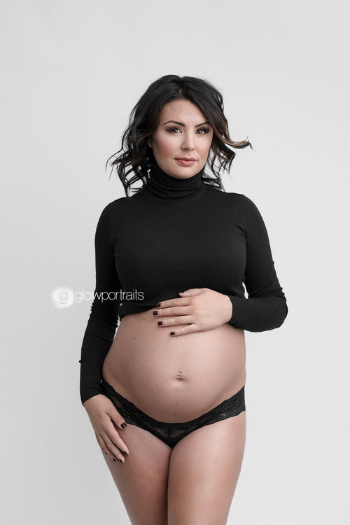 Luciene Long Sleeve Turtleneck Maternity Crop • Maternity Bandeau • Pregnancy Top • Maternity Bralette • Pregnancy Separates • Pregnancy Bandeau • by Sew Trendy