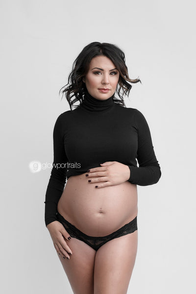 Luciene Long Sleeve Turtleneck Maternity Crop • Maternity Bandeau • Pregnancy Top • Maternity Bralette • Pregnancy Separates • Pregnancy Bandeau • by Sew Trendy