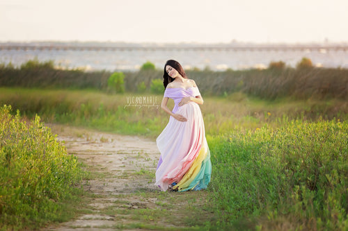 Miracle Gown {Pastel tones} •  Rainbow Baby Line • Rainbow Maternity Gown • Multi-layer Chiffon Dress • Maternity Dress • Chiffon Maternity Gown • Rainbow Pregnancy Gown • by Sew Trendy