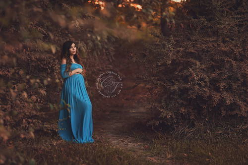 Elise Gown • Flowy Maternity Gown • Banded Top Maternity Dress •  Maternity Dress for Photo Shoot • by Sew Trendy