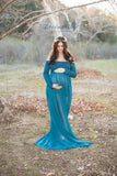 Roxy Gown • Long Sleeve Maternity Gown • Split Front Gown • Chiffon Maternity Gown • Maternity Dress • Maxi Dress • by Sew Trendy