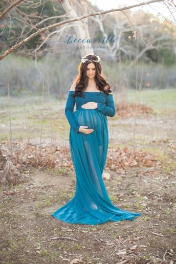 Roxy Gown • Long Sleeve Maternity Gown • Split Front Gown • Chiffon Maternity Gown • Maternity Dress • Maxi Dress • by Sew Trendy