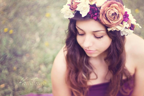Marianne Floral Crown • Plum Floral Crown • Grapevine Floral Halo • Bohemian Crown • Fall Floral Crown • Autumn Halo | Ready To Ship • by Sew Trendy