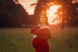Crisanta Gown • Fitted Maternity Gown • Ruffle Top Maternity Gown • Off Shoulder Maternity Gown • Long sleeve maternity gown • Bridesmaid Dress  • fitted maternity gown • Photo Shoot • by Sew Trendy
