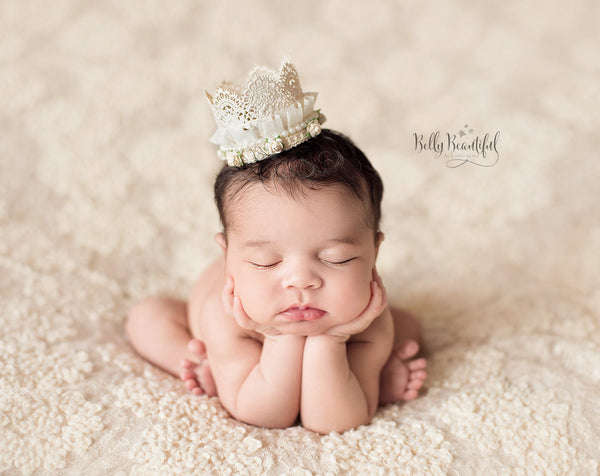 Capri Crown • Girls Newborn Lace • Lace Crown •Newborn Flower Crown • Photo Prop | Ready To Ship • by Sew Trendy