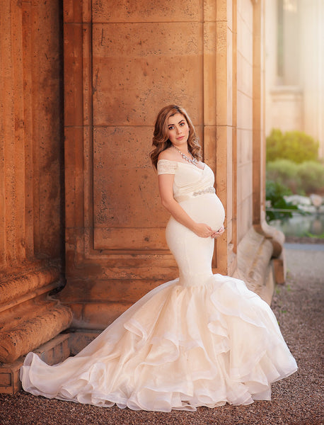 Veronique Gown • Couture Mermaid Style Maternity Gown • Bridal Gown • Princess Tutu • Detachable Bustle Gown • by Sew Trendy