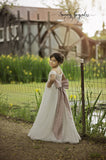 Claire Girls Vintage Inspired Gown •  Full Circle Chiffon Skirt • Lace Off the Shoulder Top • Girls Couture • Princess Photo Shoot • Birthday Dress • by Sew Trendy