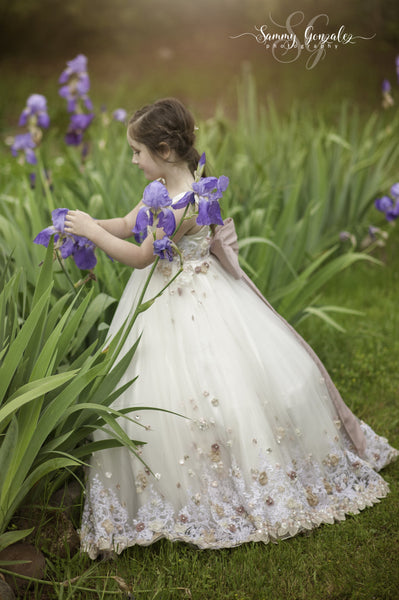 Delilah Girls Gown • Girls Couture Embroidered Tutu •  Floral Tutu • Girls Corset Tutu • Girls Couture • Princess Photo Shoot • Flower Girl Dress • by Sew Trendy