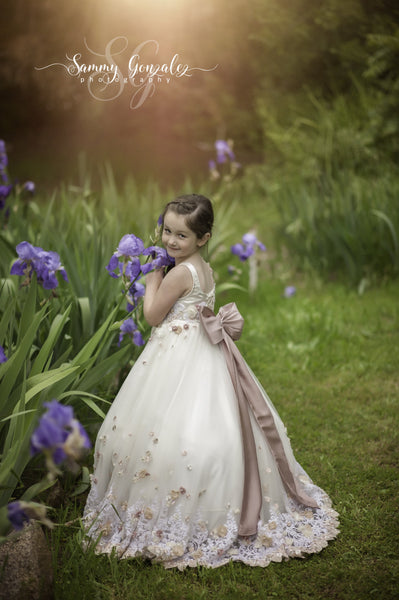 Delilah Girls Gown • Girls Couture Embroidered Tutu •  Floral Tutu • Girls Corset Tutu • Girls Couture • Princess Photo Shoot • Flower Girl Dress • by Sew Trendy