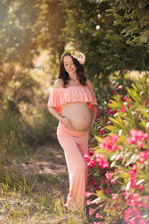 Carrie Flounce Crop • Maternity Bandeau • Off the shoulder crop top • Pregnancy Top • Maternity Bralette • Pregnancy Separates • Pregnancy Bandeau • by Sew Trendy