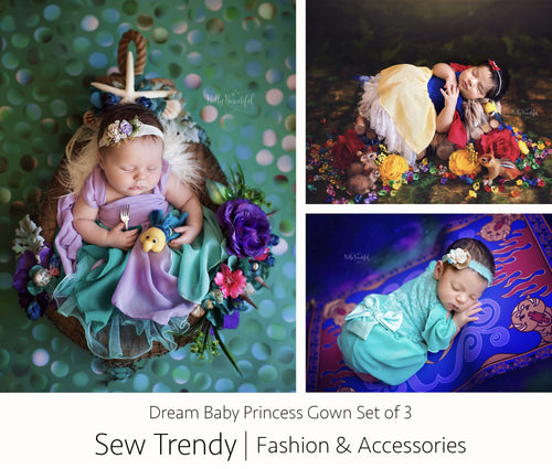 Princess Dresses SET OF 3 • Dream Baby • Princess Baby Dress • Sitter Princess Dress • Princess Newborn Gown • by Sew Trendy