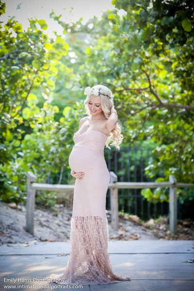 Marilyn Gown • Hand Made Maternity Gown • Lace Mermaid Style Sweetheart Maternity Gown • by Sew Trendy