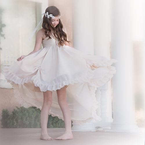 Fawna Gown • Girls Vintage Gown • Ruffle Vintage Style High Low Dress • Girls Infinity Gown • by Sew Trendy