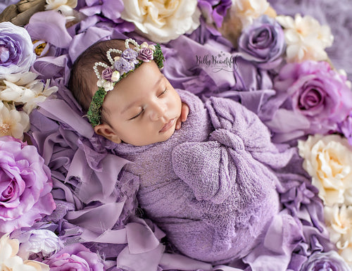 Mini Ingrid Newborn Floral Crown in Purple • Princess Floral Crown • Paper Organic Floral Crown • Bohemian Crown • Moss Grapevine Crown • Pearls | Ready To Ship •  by Sew Trendy