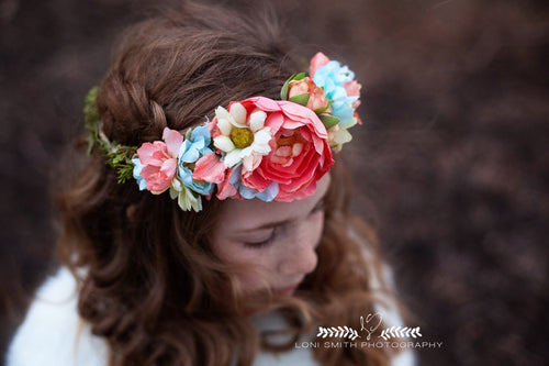 Gladys Crown • Gladys Floral Crown • Soft Floral Crown • Peachy Floral Crown • Princess Floral Crown • Bohemian Floral Crown | Ready To Ship • by Sew Trendy