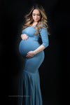 Eloise Gown • Fitted Maternity Gown • 3/4 Sleeve Maternity Gown • Slim Fit Mermaid Gown • Full Coverage Maternity Dress • Bridesmaid Dress  • Event Gown • Photo Shoot • by Sew Trendy