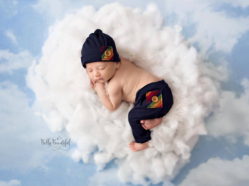 Gabriel Pant Set • Rainbow Baby Boy Pant and Hat Set • Newborn 2 Piece Rainbow Set | Ready to Ship • by Sew Trendy